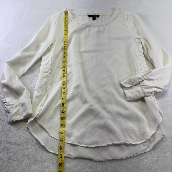 Banana Republic TENCEL™ High Low Hem Long Sleeve Blouse Tunic Shirt Ivory Size S - Picture 10 of 10